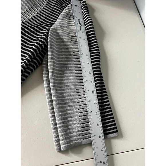 Ming Wang‎ Jacket Womens Full Zip Stripped Crewneck 3/4 Sleeve Gray Black Size S - Picture 11 of 11